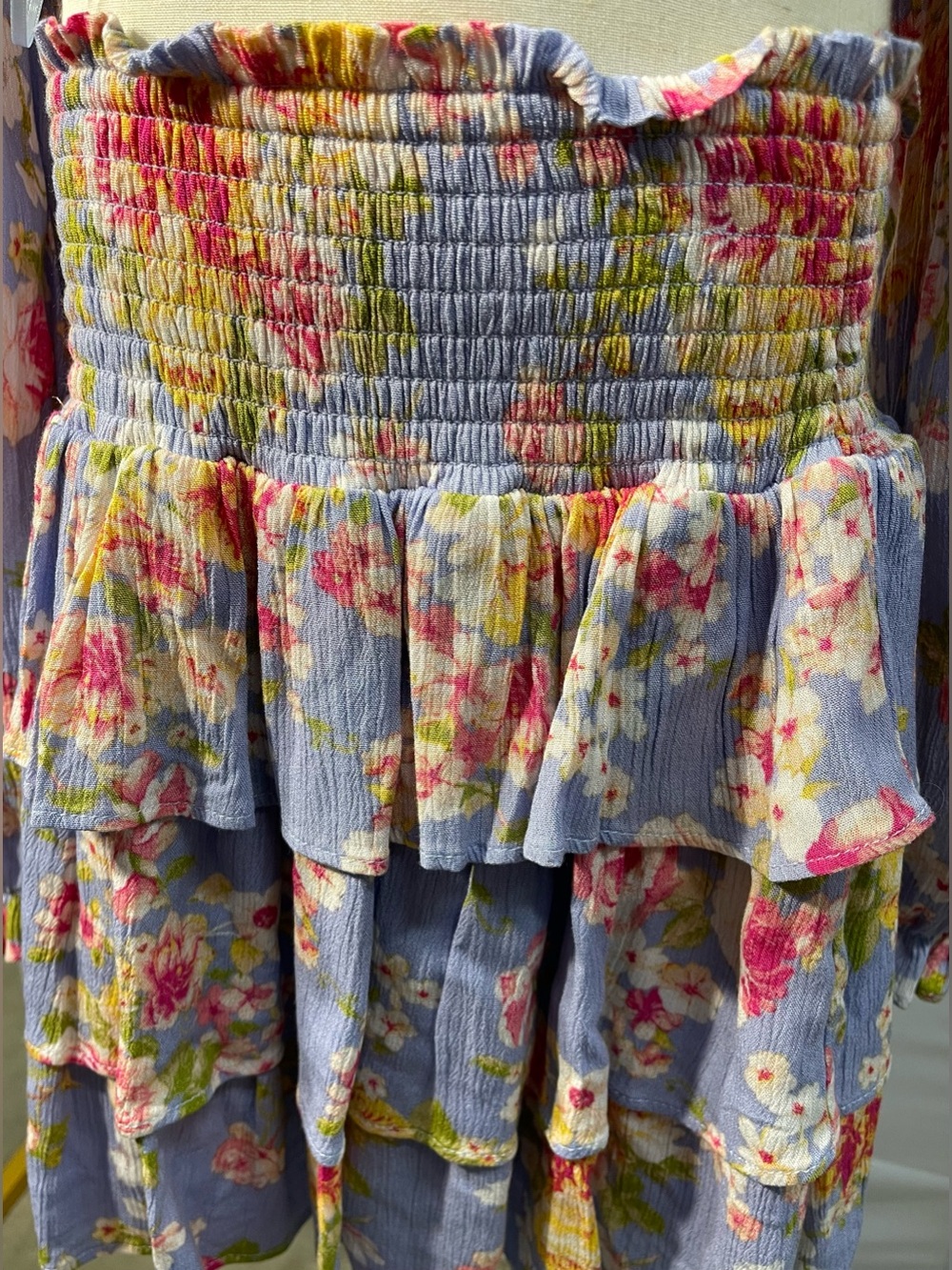 C&V Girls NWT 2pc Cool Indigo Top/Skirt with Smocked Waistband Size L 12/14 - Picture 3 of 8